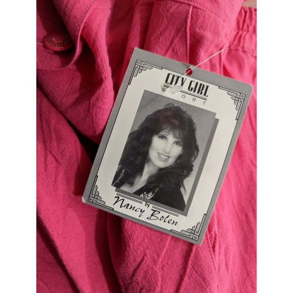 Vintage 80s Skirt Jacket Set Pink Oversize Midi Misses Size L XL - Picture 13 of 16